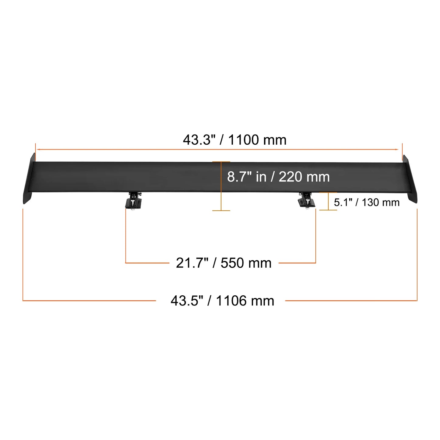 VEVOR GT Wing Car Spoiler 53.1 inch Universal Spoiler with Double Deck Car Rear Spoiler Wing, Racing Spoiler BGW/JDM Drift Black