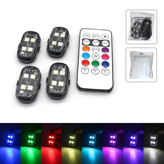 2/4/6x 8colors Car Interior Decorative Light, Car Interior Ambient Light with Remote Control, Long Standby Car Decorative Light,