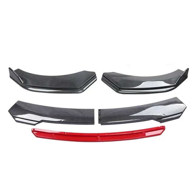 5PCS Universal Car Front Bumper Lip Body Kit Spoiler Canard Splitter Diffuser Carbon Fiber Front Bumper Cover Lip Front Spoiler