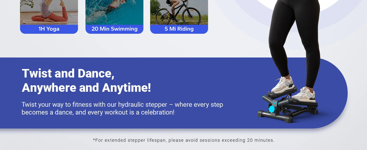 MERACH Mini Stepper for Exercise Twist Stair Stepper 330LBS Capacity Stepper Exercise Equipment with Resistance Band for Fitness