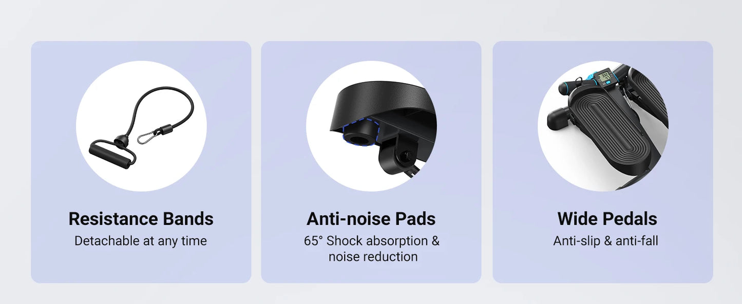 MERACH Mini Stepper for Exercise Twist Stair Stepper 330LBS Capacity Stepper Exercise Equipment with Resistance Band for Fitness