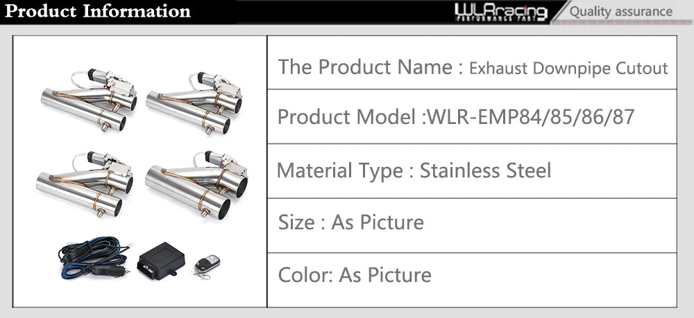 Universal Stainless Steel 304 2.0" 2.25" 2.5" 3" Dual-Valve Electric Exhaust Downpipe Cutout With Remote Wireless Accessories