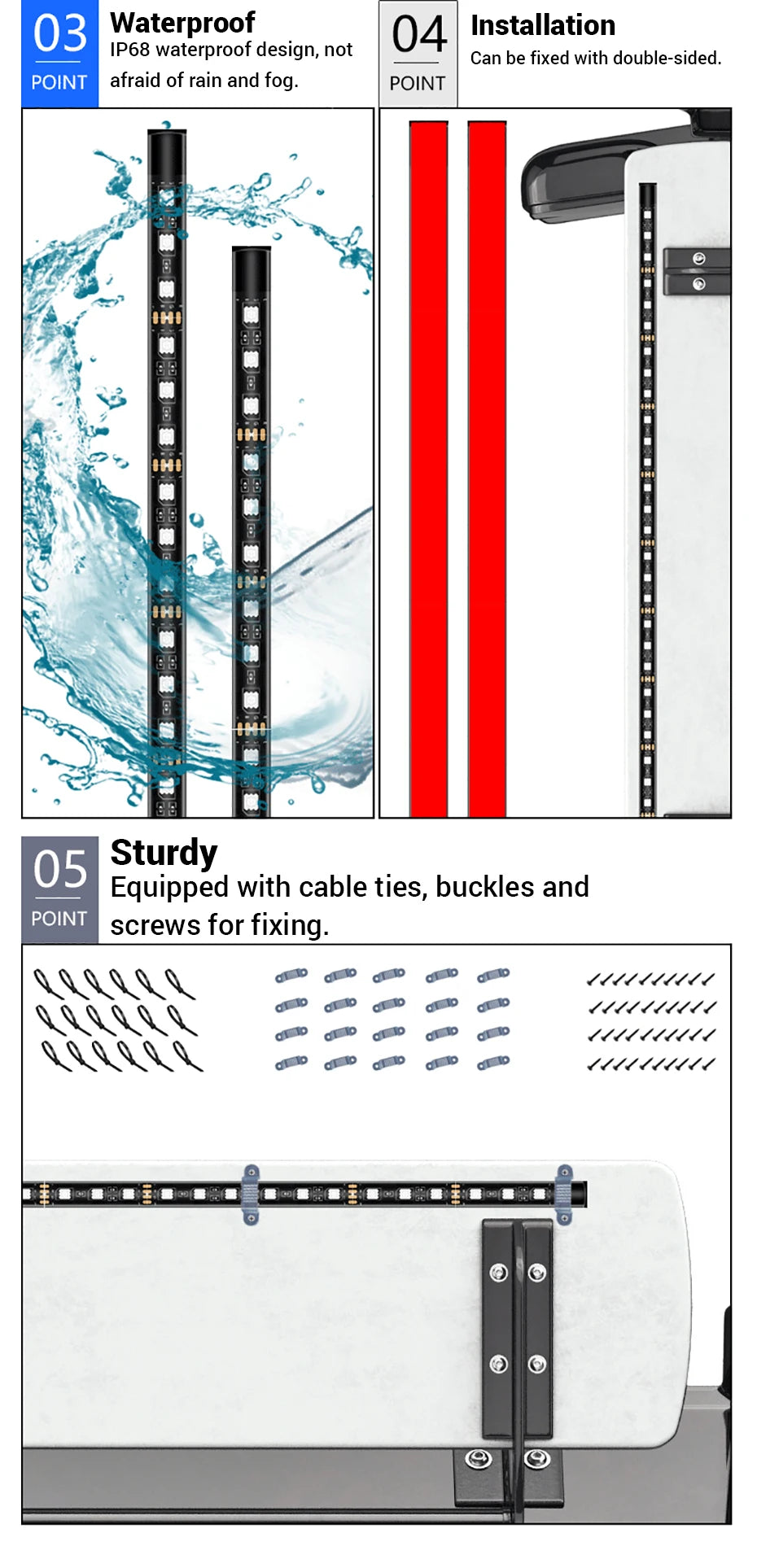 BLALION Flexible Car Underglow Light Strip 12V LED Underbody Ambient Light With App Control Neon Auto Decorative Atmosphere Lamp