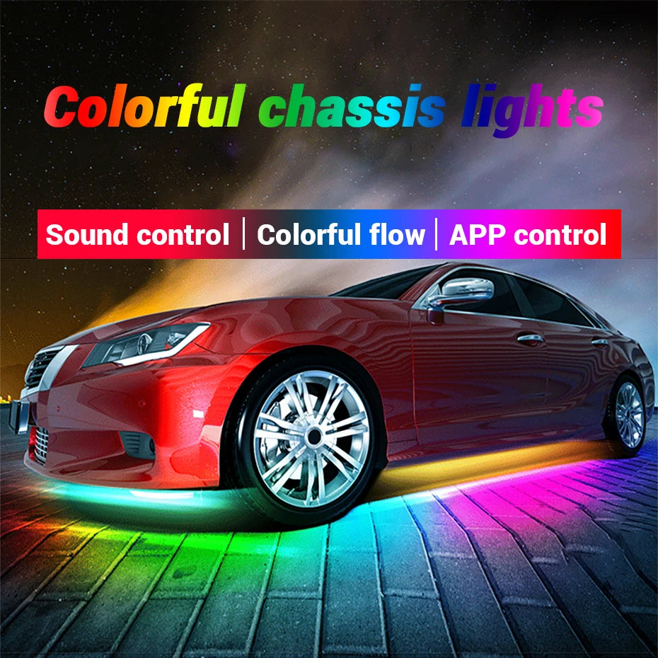 BLALION Flexible Car Underglow Light Strip 12V LED Underbody Ambient Light With App Control Neon Auto Decorative Atmosphere Lamp