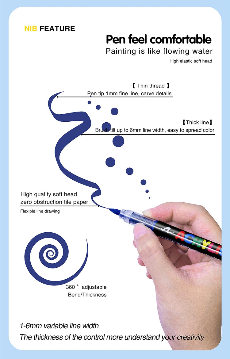 12-120 Colors Acrylic Paint Pens Markers Brush Tip Paint Markers For Rock Painting Wood Canvas Stone,Christmas Gift DIY Crafts