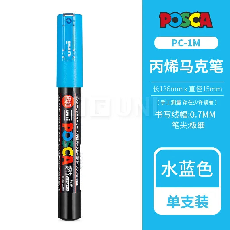 Uni Posca Full Marker PC-1M 3M 5M Multi-Colours Acrylic Permanente Rotulador Poster Graffiti Painting Pen For Fabric Rock Metal