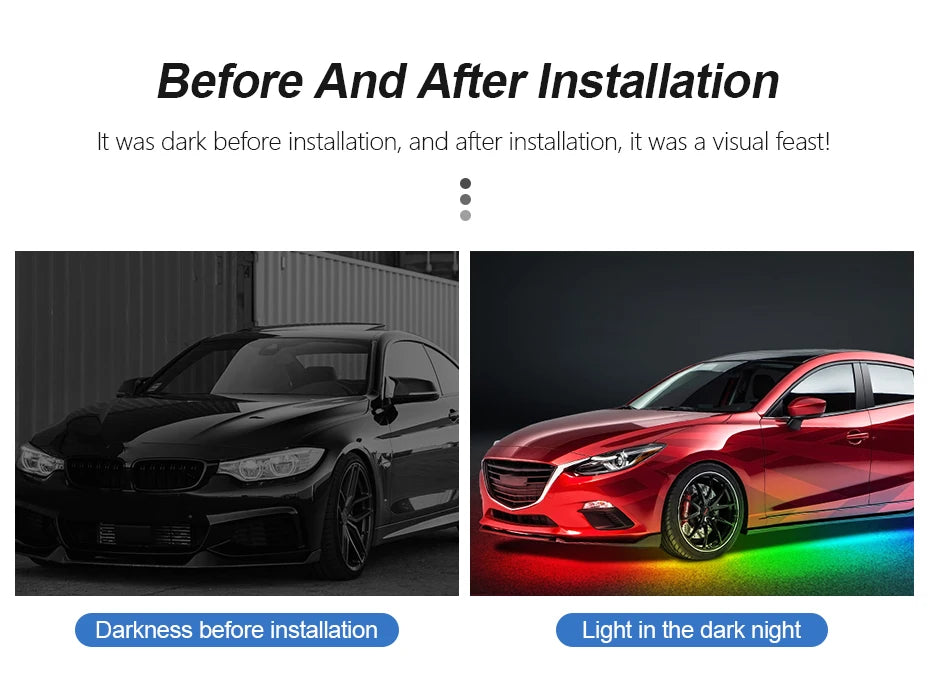 SEAMETAL Car Chassis Light Color Flow Atmosphere Light Waterproof APP Control Underbody Light LED Flexible Underglow Light Strip