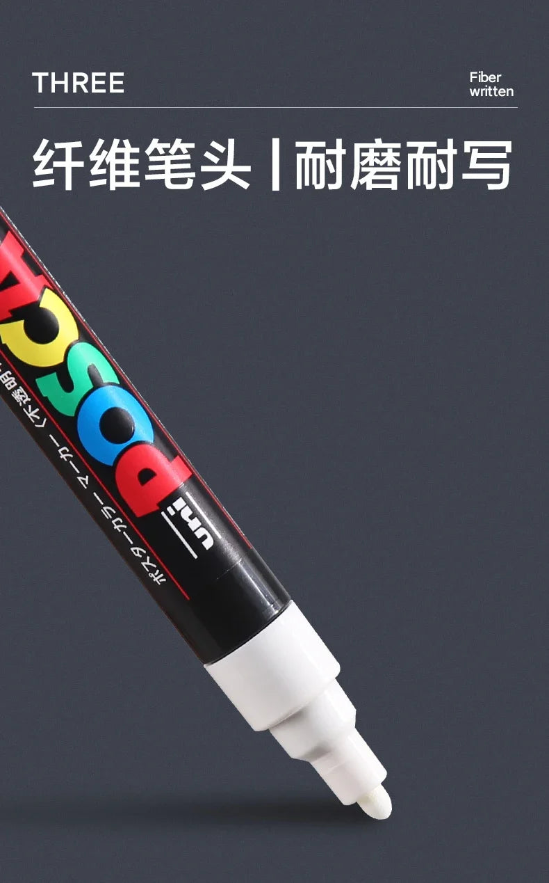 UNI POSCA Markers Set PC-1M/3M/5M Permanent Acrylic Paint Pen Quick Dry Graffiti Painting Art Supplies Japanese Stationery