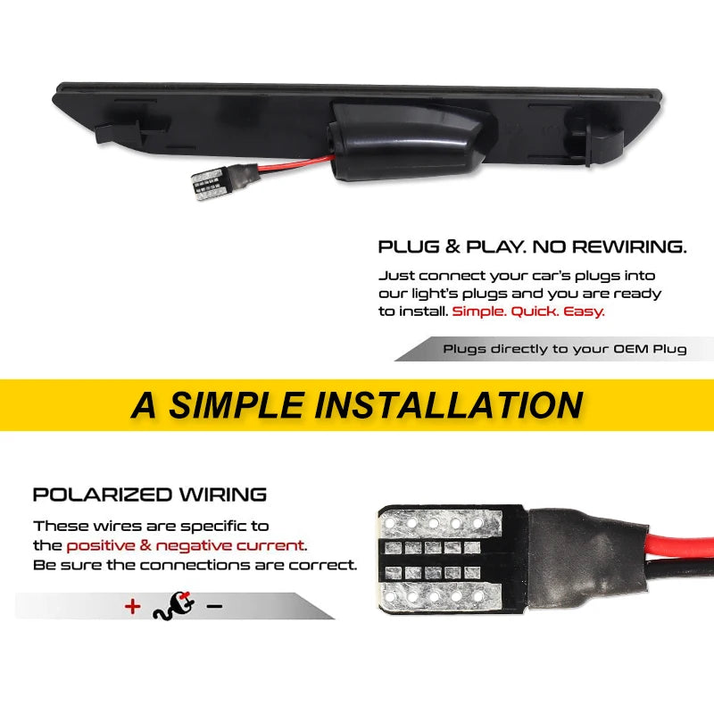 2pcs Car LED Rear Side Marker Light Reflectors For Ford Mustang 2015-2023, Red Rear Fender Bumper side Marker Lamps Assembly