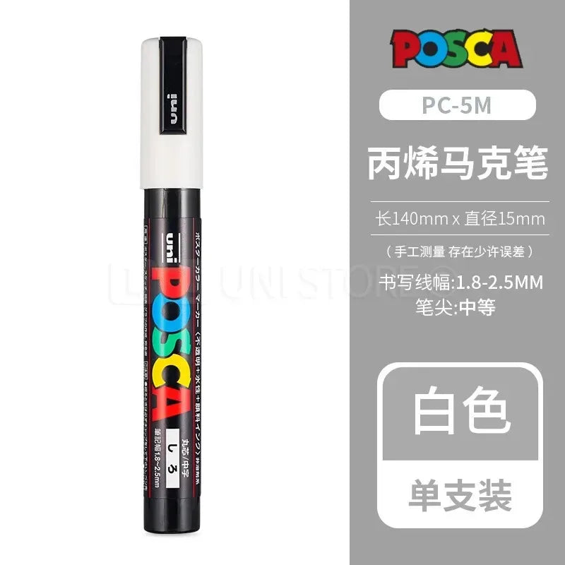 Uni Posca Full Marker PC-1M 3M 5M Multi-Colours Acrylic Permanente Rotulador Poster Graffiti Painting Pen For Fabric Rock Metal