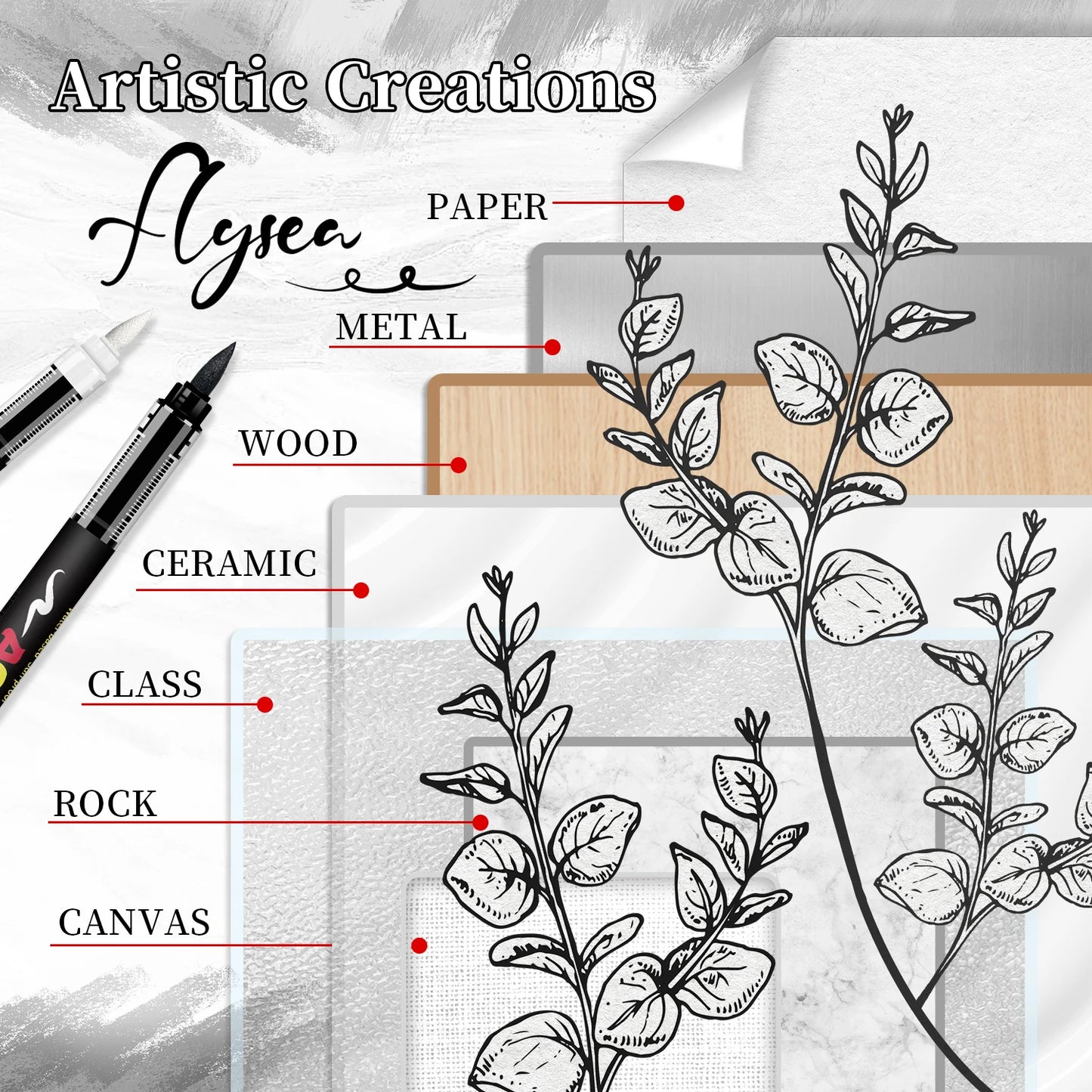 8pcs Black and White Acrylic Paint Markers Set, Large Ink Capacity, Acrylic Markers for Illustration Sketching, Wood, Glass, Fab