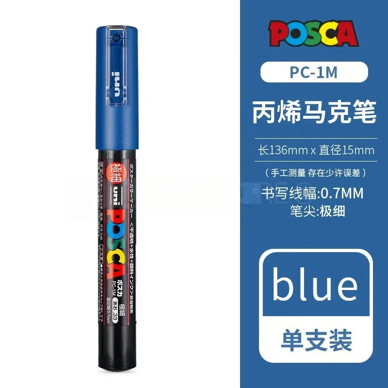 Uni Posca Full Marker PC-1M 3M 5M Multi-Colours Acrylic Permanente Rotulador Poster Graffiti Painting Pen For Fabric Rock Metal