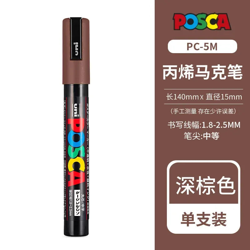 Uni Posca Full Marker PC-1M 3M 5M Multi-Colours Acrylic Permanente Rotulador Poster Graffiti Painting Pen For Fabric Rock Metal