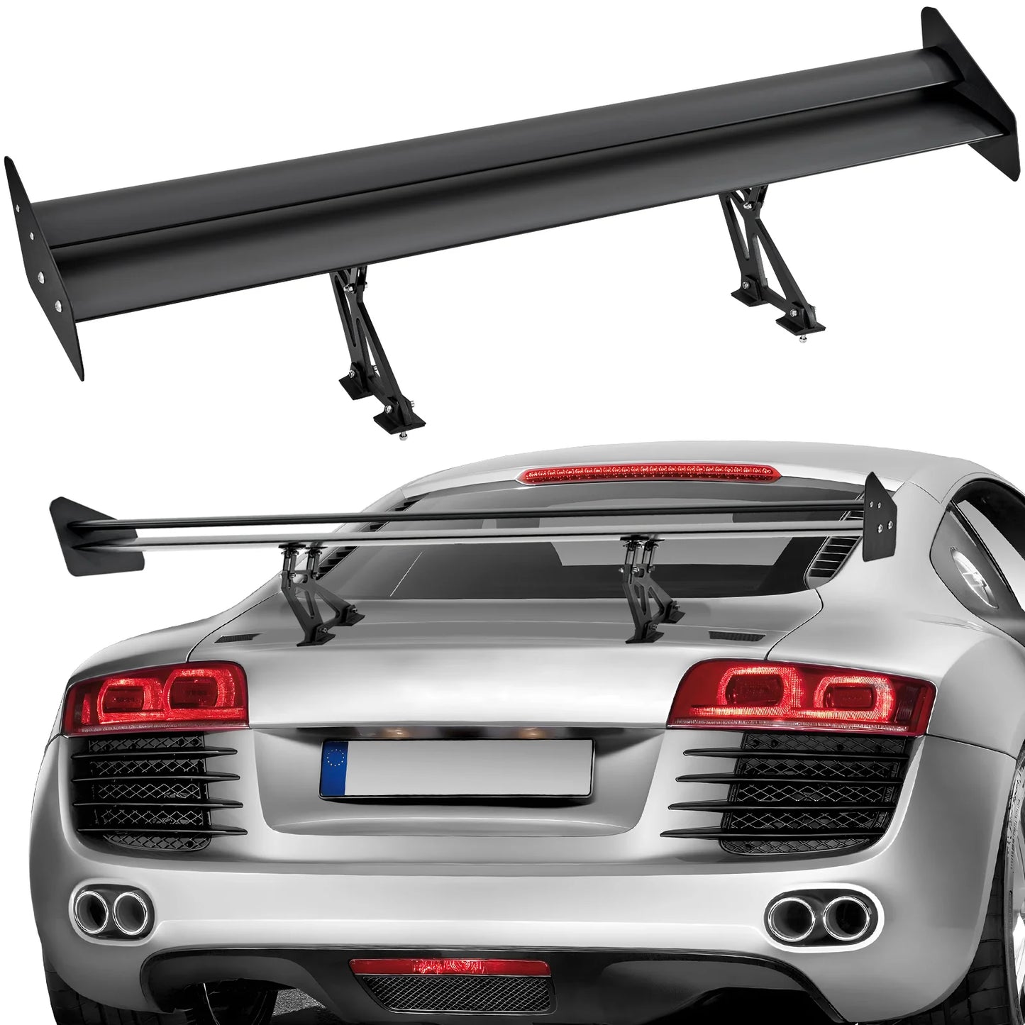 VEVOR GT Wing Car Spoiler 53.1 inch Universal Spoiler with Double Deck Car Rear Spoiler Wing, Racing Spoiler BGW/JDM Drift Black