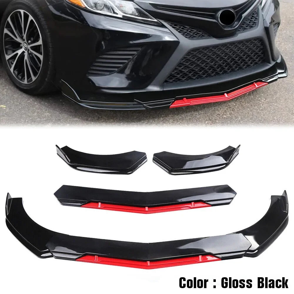 5PCS Universal Car Front Bumper Lip Body Kit Spoiler Canard Splitter Diffuser Carbon Fiber Front Bumper Cover Lip Front Spoiler
