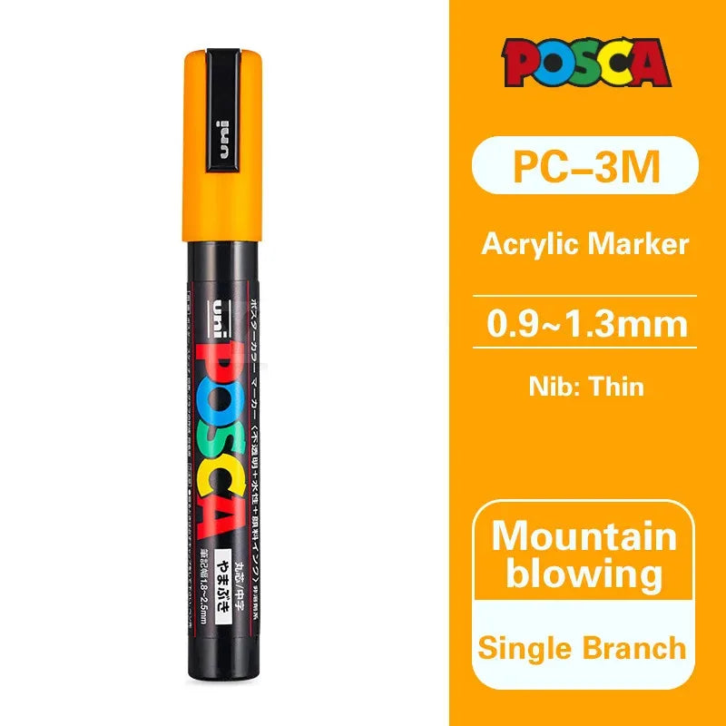 Uni Posca Full Marker PC-1M 3M 5M Multi-Colours Acrylic Permanente Rotulador Poster Graffiti Painting Pen For Fabric Rock Metal