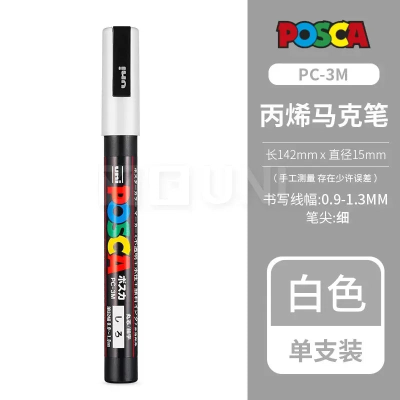 Uni Posca Full Marker PC-1M 3M 5M Multi-Colours Acrylic Permanente Rotulador Poster Graffiti Painting Pen For Fabric Rock Metal