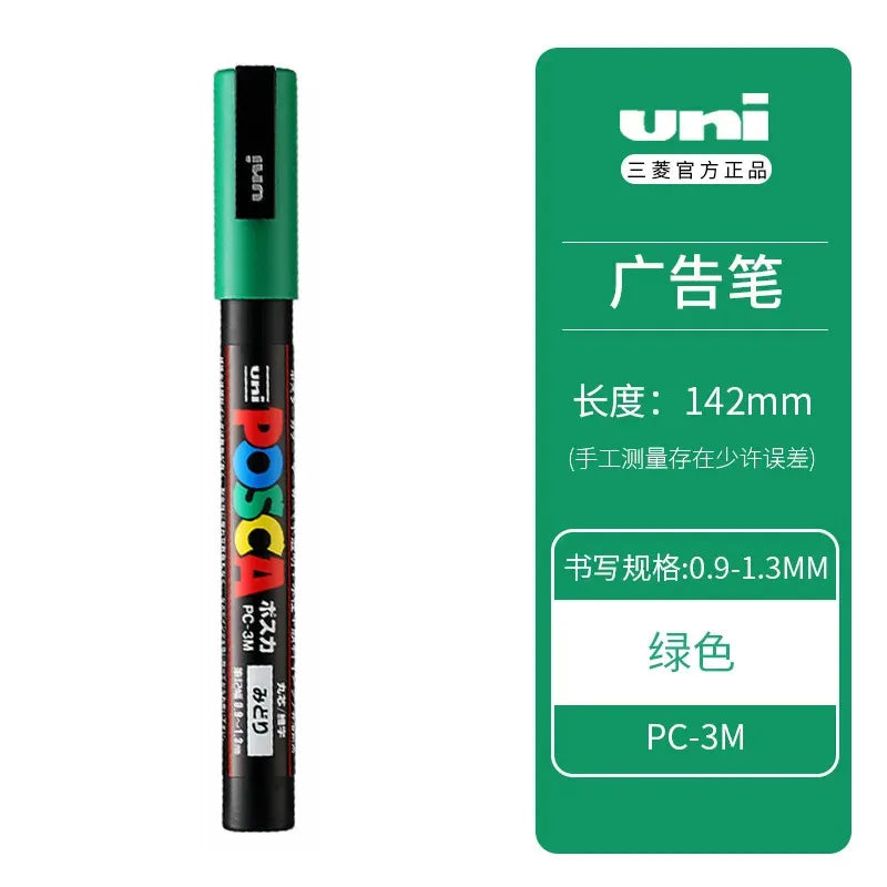 Uni Posca Full Marker PC-1M 3M 5M Multi-Colours Acrylic Permanente Rotulador Poster Graffiti Painting Pen For Fabric Rock Metal