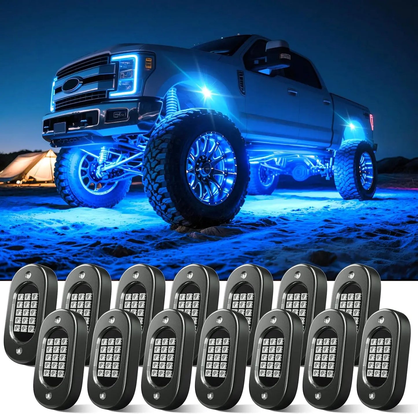 YiLaie 4/6/8/10/12 pods RGB LED Rock Light APP Control Music Neon Car Underglow Chassis Light for Offroad Truck SUV Rock Lights