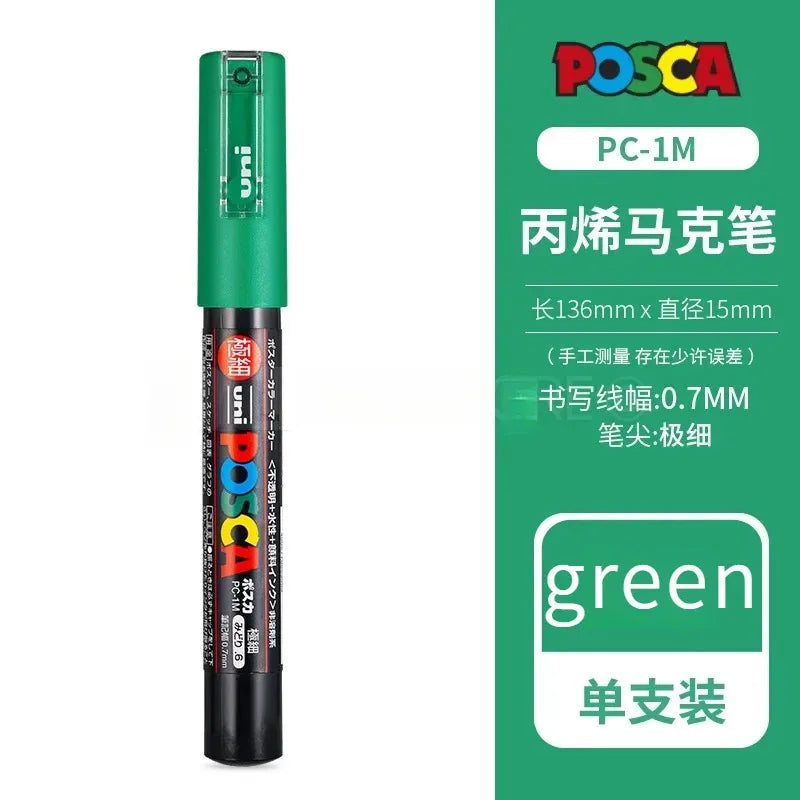 Uni Posca Full Marker PC-1M 3M 5M Multi-Colours Acrylic Permanente Rotulador Poster Graffiti Painting Pen For Fabric Rock Metal