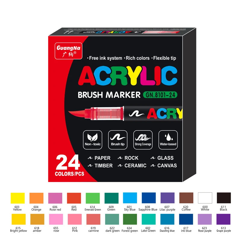 12-120 Colors Acrylic Paint Pens Markers Brush Tip Paint Markers For Rock Painting Wood Canvas Stone,Christmas Gift DIY Crafts