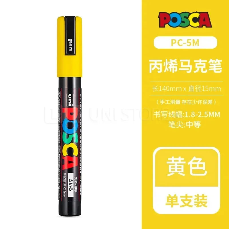 Uni Posca Full Marker PC-1M 3M 5M Multi-Colours Acrylic Permanente Rotulador Poster Graffiti Painting Pen For Fabric Rock Metal