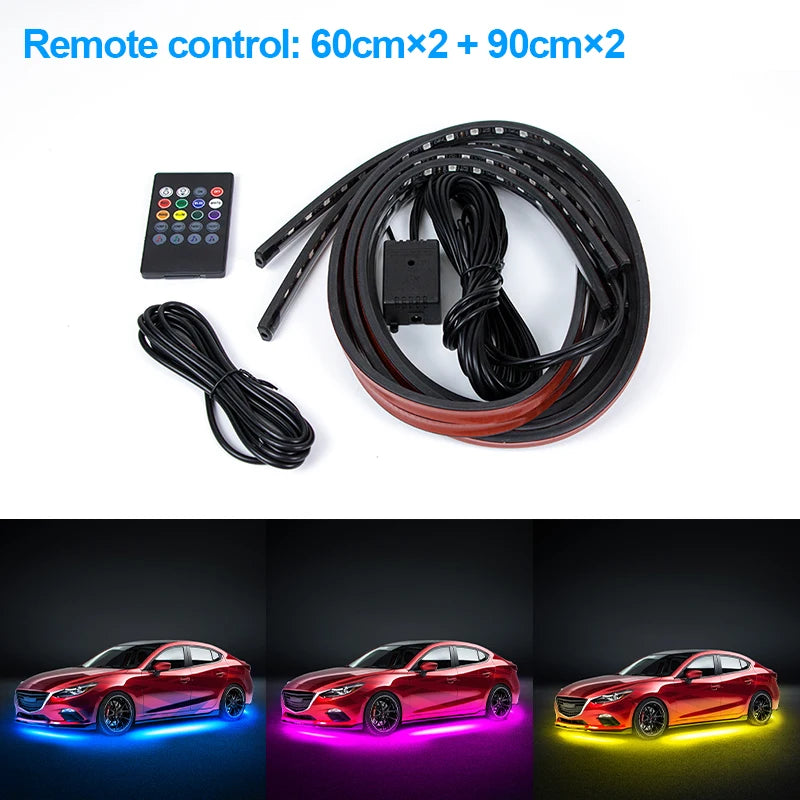 BLALION Flexible Car Underglow Light Strip 12V LED Underbody Ambient Light With App Control Neon Auto Decorative Atmosphere Lamp