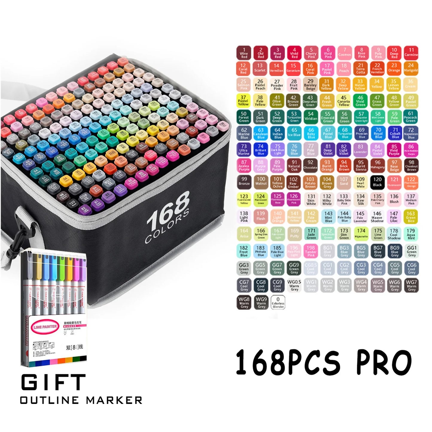 24/36/48/60/80/120/168 Colors Double Tip Permanent Art Marker pens for Drawing Painting Sketching Comics Design School Supplies