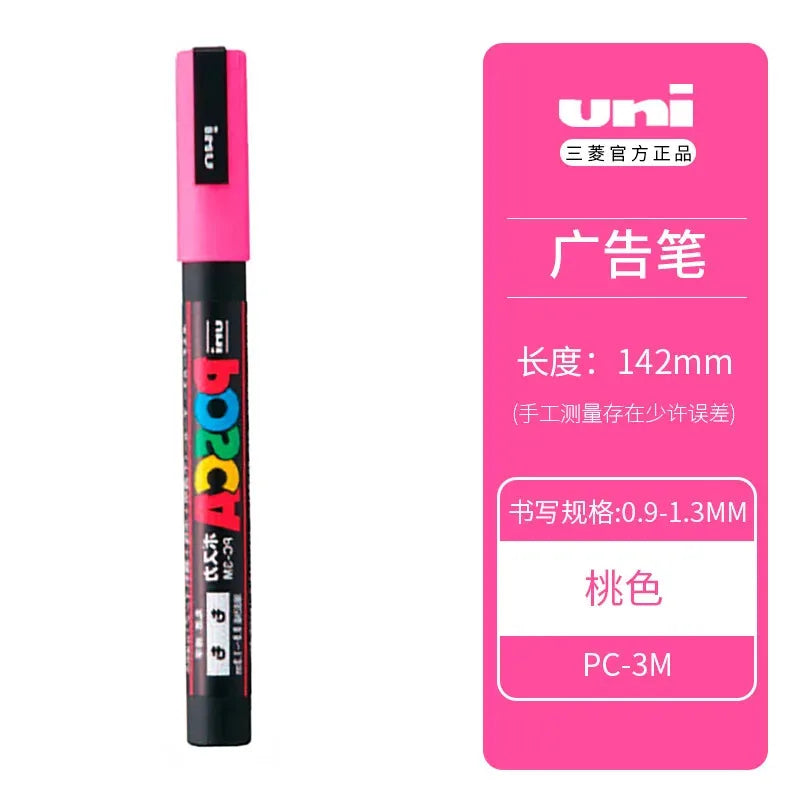 Uni Posca Full Marker PC-1M 3M 5M Multi-Colours Acrylic Permanente Rotulador Poster Graffiti Painting Pen For Fabric Rock Metal