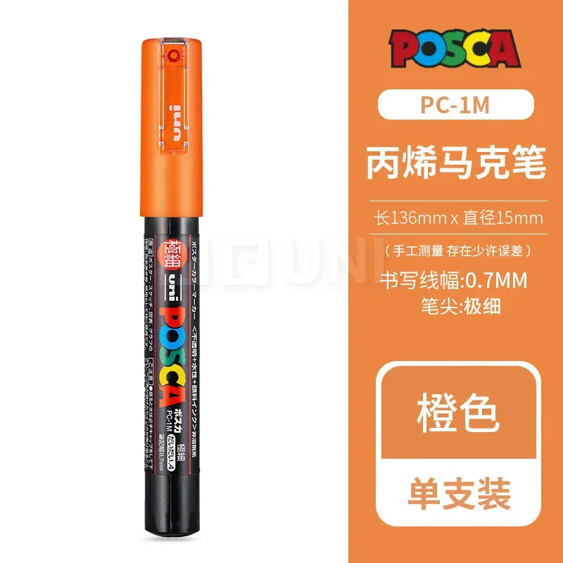 Uni Posca Full Marker PC-1M 3M 5M Multi-Colours Acrylic Permanente Rotulador Poster Graffiti Painting Pen For Fabric Rock Metal