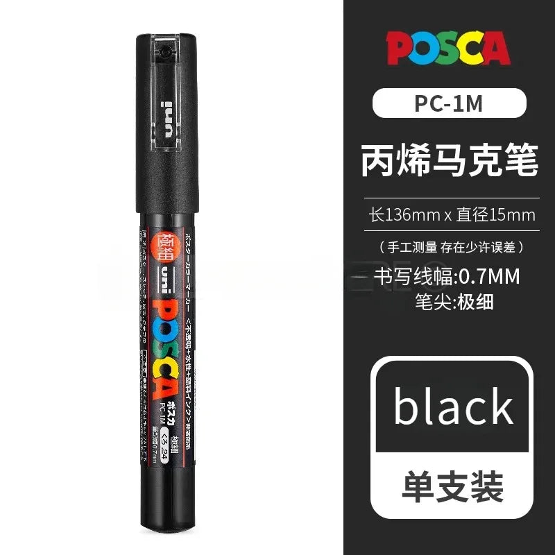 Uni Posca Full Marker PC-1M 3M 5M Multi-Colours Acrylic Permanente Rotulador Poster Graffiti Painting Pen For Fabric Rock Metal