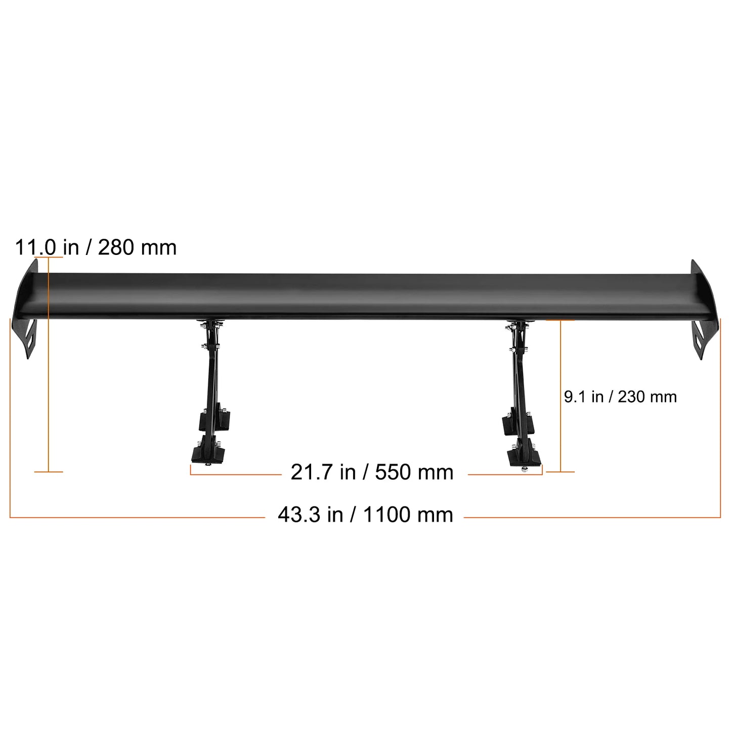 VEVOR GT Wing Car Spoiler 53.1 inch Universal Spoiler with Double Deck Car Rear Spoiler Wing, Racing Spoiler BGW/JDM Drift Black