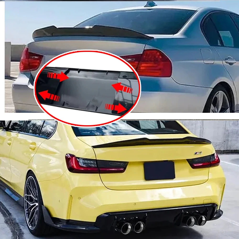 New Style Universal 3pcs Sedan Rear Trunk Tail Rear Wing Spoiler 117-127cm Adjustable DIY Refit Boot Wings Spoiler Car Accessory