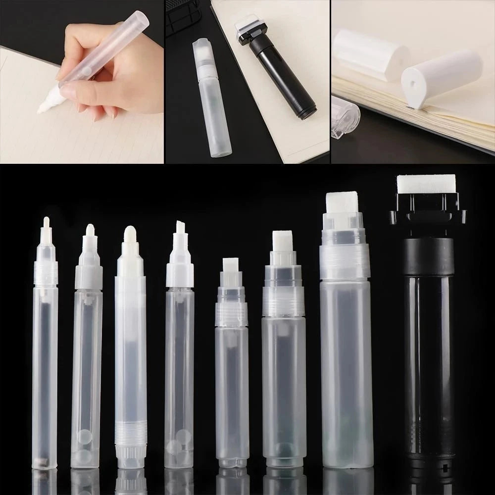 Plastic Empty Pen Rod 0.5/0.7/3/4.5/6.5/8/10/15/30mm Barrels Tube for Graffiti Pen Liquid Chalk Markers Paint Pen Accessories