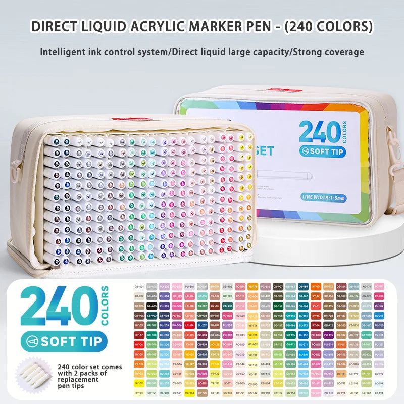 Languo 9pcs/box Soft Brush Acrylic Marker Pen Set，DIY Hand Drawn,Paint Art Markers pens,Student Graffiti Acrylic Paint Pens,M720