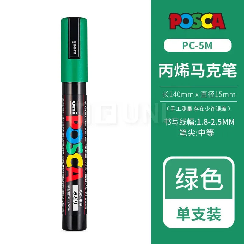 Uni Posca Full Marker PC-1M 3M 5M Multi-Colours Acrylic Permanente Rotulador Poster Graffiti Painting Pen For Fabric Rock Metal