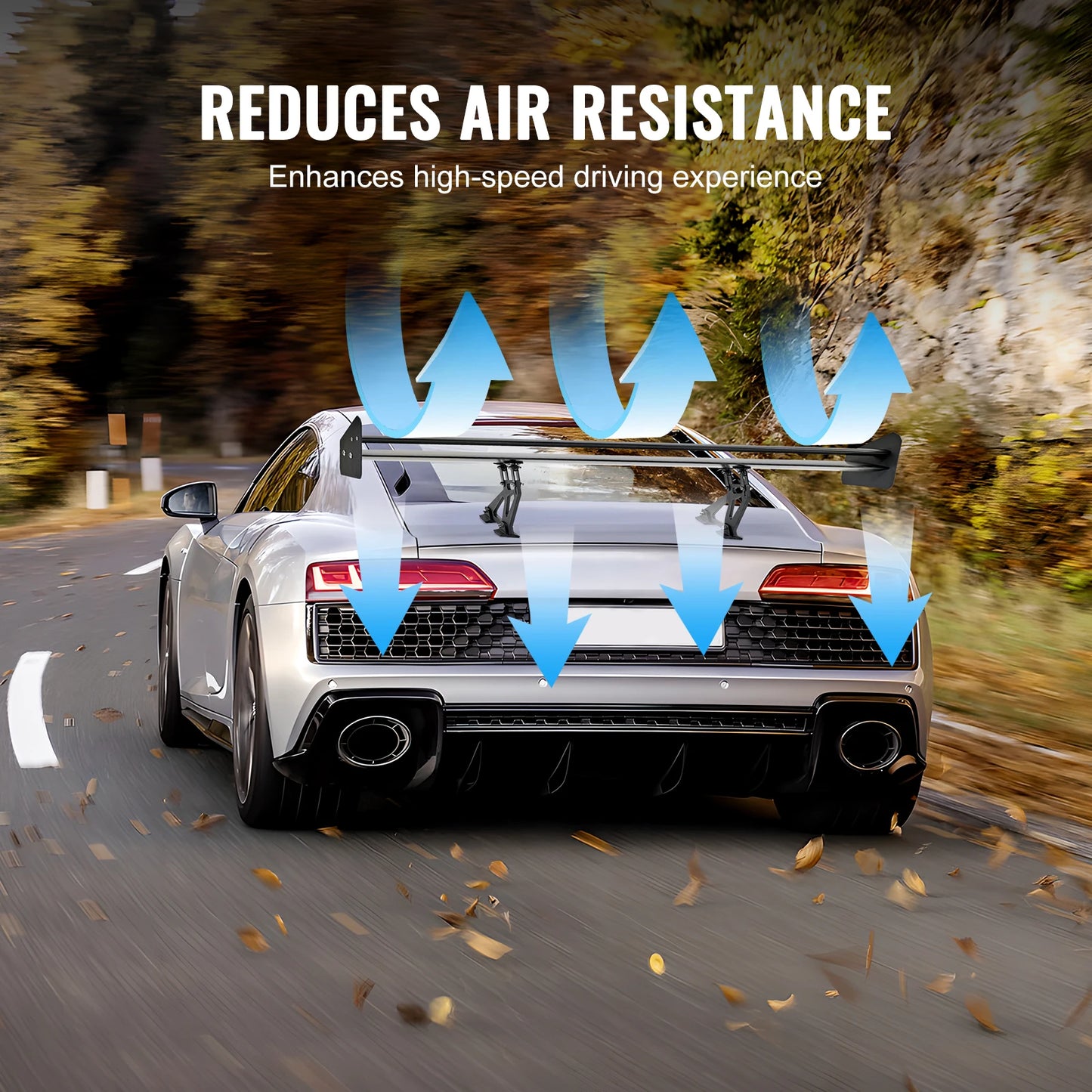 VEVOR GT Wing Car Spoiler 53.1 inch Universal Spoiler with Double Deck Car Rear Spoiler Wing, Racing Spoiler BGW/JDM Drift Black