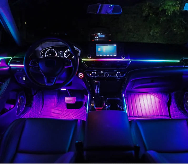 14/18 in 1 Led Acrylic Car Ambient Light RGB 64 213 Color Symphony Acrylic APP Streamer Atmosphere Lamp Kit One Zone Dual Zone