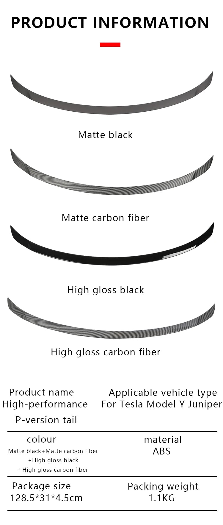 ABS Carbon Fiber Pattern Spoiler For Tesla Model Y Juniper 2025 Original High Performance Trunk Wing Auto Modified Accessories