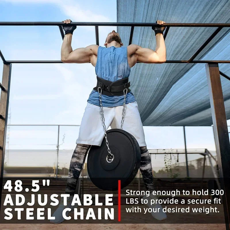 Pull up weight carrying fitness belt for men, squat horizontal bar, waist protection, back muscle strength training belt