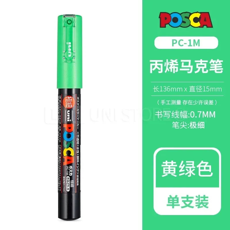 Uni Posca Full Marker PC-1M 3M 5M Multi-Colours Acrylic Permanente Rotulador Poster Graffiti Painting Pen For Fabric Rock Metal