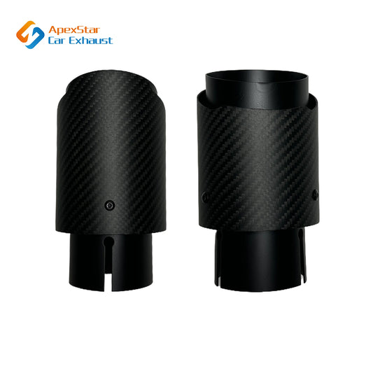1Pcs Car Matte Carbon Fibre Exhaust System Pipe Tip Straight Universal Black Stainless