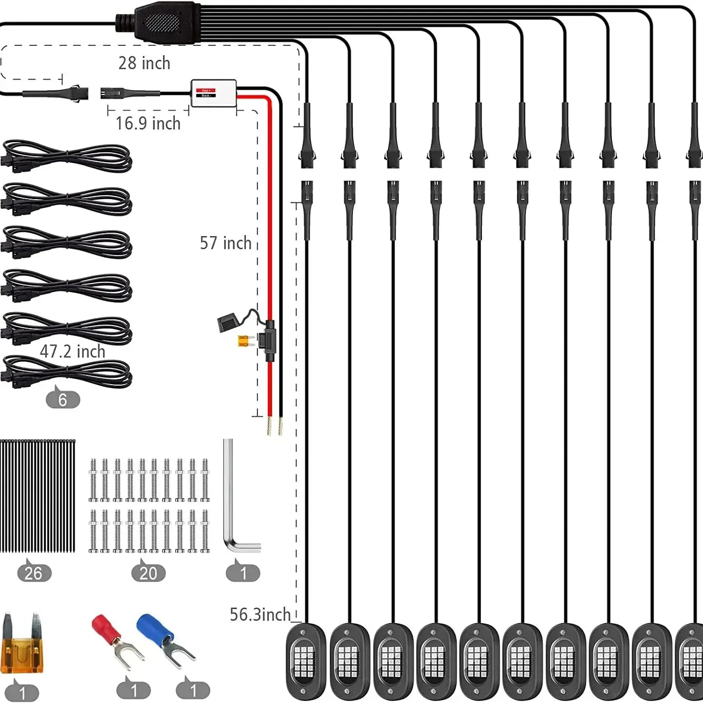 YiLaie 4/6/8/10/12 pods RGB LED Rock Light APP Control Music Neon Car Underglow Chassis Light for Offroad Truck SUV Rock Lights