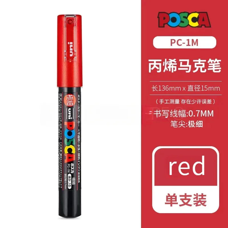 Uni Posca Full Marker PC-1M 3M 5M Multi-Colours Acrylic Permanente Rotulador Poster Graffiti Painting Pen For Fabric Rock Metal