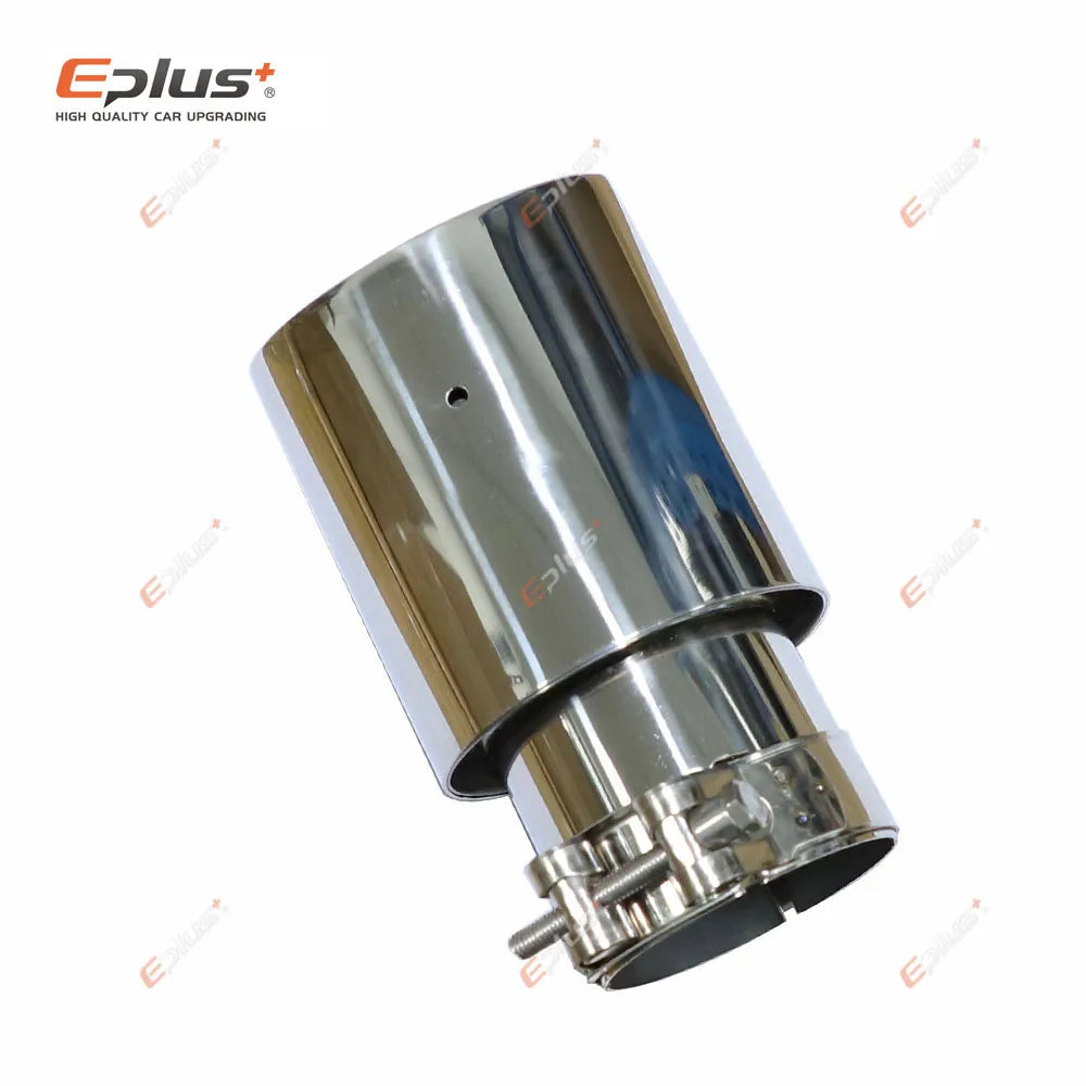 Eplsu Car Stainless Steel Silver Muffler Tip Universal Exhaust Pipe Mufflers bilayer Nozzle bilayer Decoration Bevel End