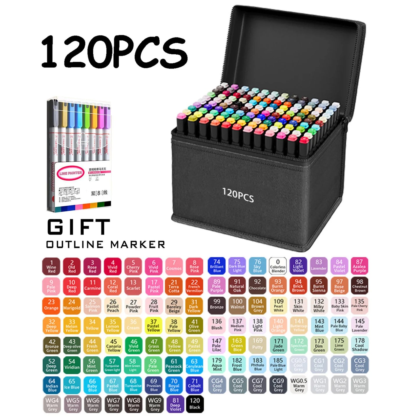 24/36/48/60/80/120/168 Colors Double Tip Permanent Art Marker pens for Drawing Painting Sketching Comics Design School Supplies