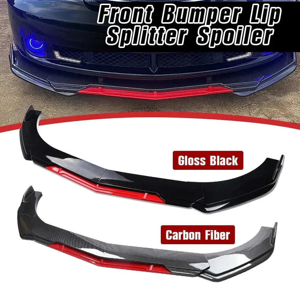 5PCS Universal Car Front Bumper Lip Body Kit Spoiler Canard Splitter Diffuser Carbon Fiber Front Bumper Cover Lip Front Spoiler