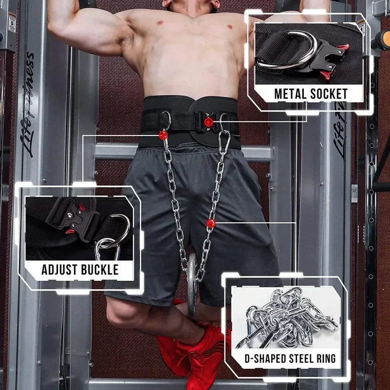 Pull up weight carrying fitness belt for men, squat horizontal bar, waist protection, back muscle strength training belt