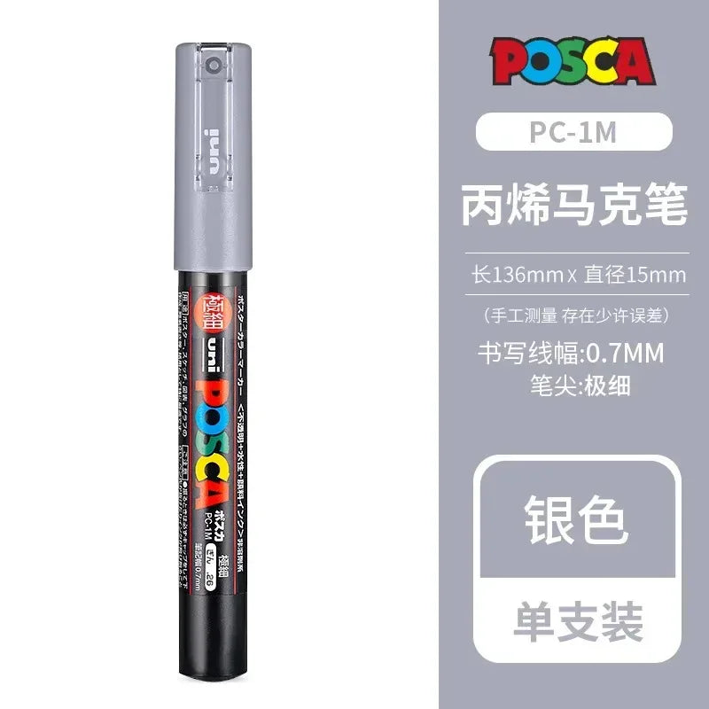 Uni Posca Full Marker PC-1M 3M 5M Multi-Colours Acrylic Permanente Rotulador Poster Graffiti Painting Pen For Fabric Rock Metal