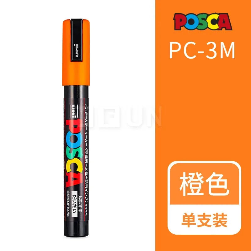 Uni Posca Full Marker PC-1M 3M 5M Multi-Colours Acrylic Permanente Rotulador Poster Graffiti Painting Pen For Fabric Rock Metal
